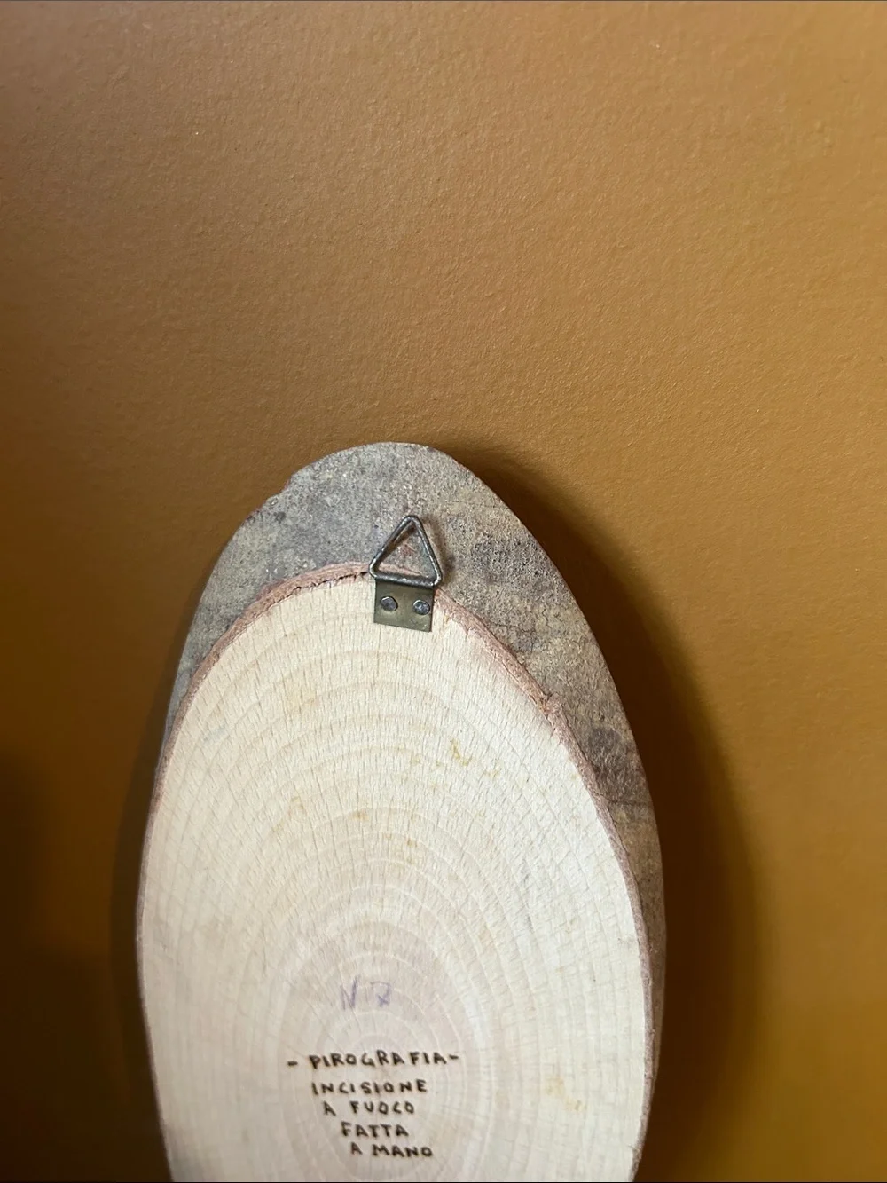 Wood-Burned Oval Wall Art - Natural Wood Tone